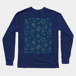 Faux Gold Foil Christmas Tree Decoration Pattern Long Sleeve T-Shirt